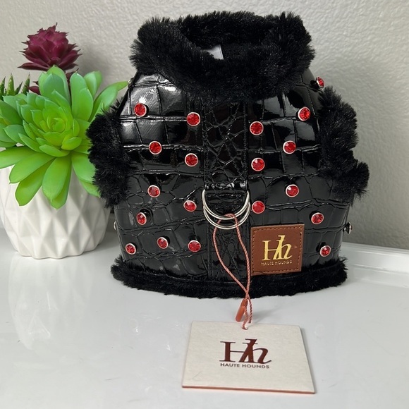 Haute Hounds Other - Haute Hounds Luxury Dog Harness Small Red Rhinestone Croc Faux Patent Leather